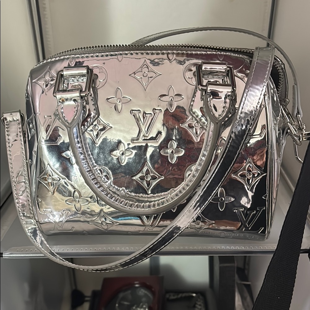 Louis Vuitton Silver Crossbody Bag with Monogram